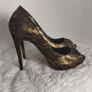 Madonna Truth Or Dare Metallic Lace Heels